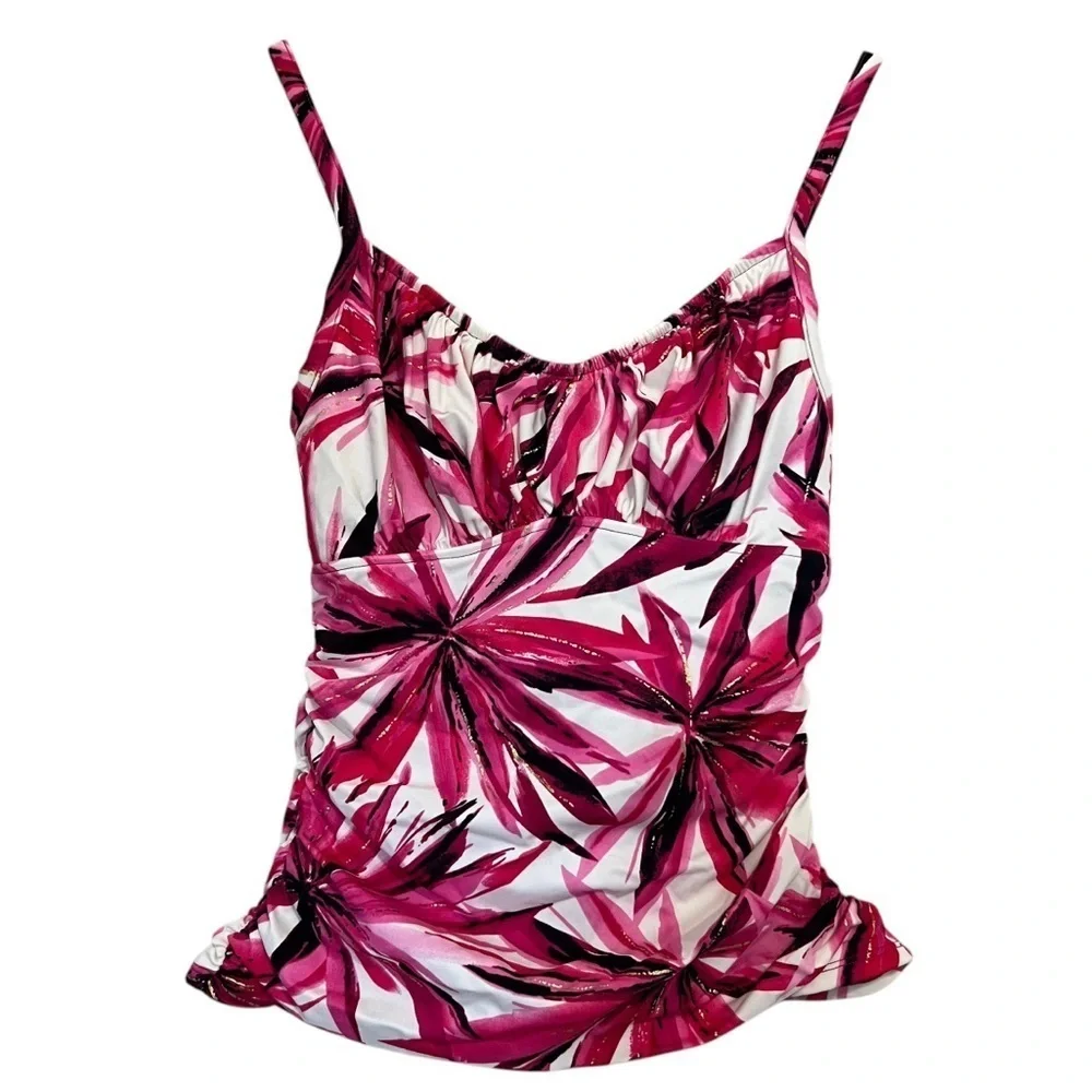 Miraclesuit Tankini Top Floral Palms Size 10